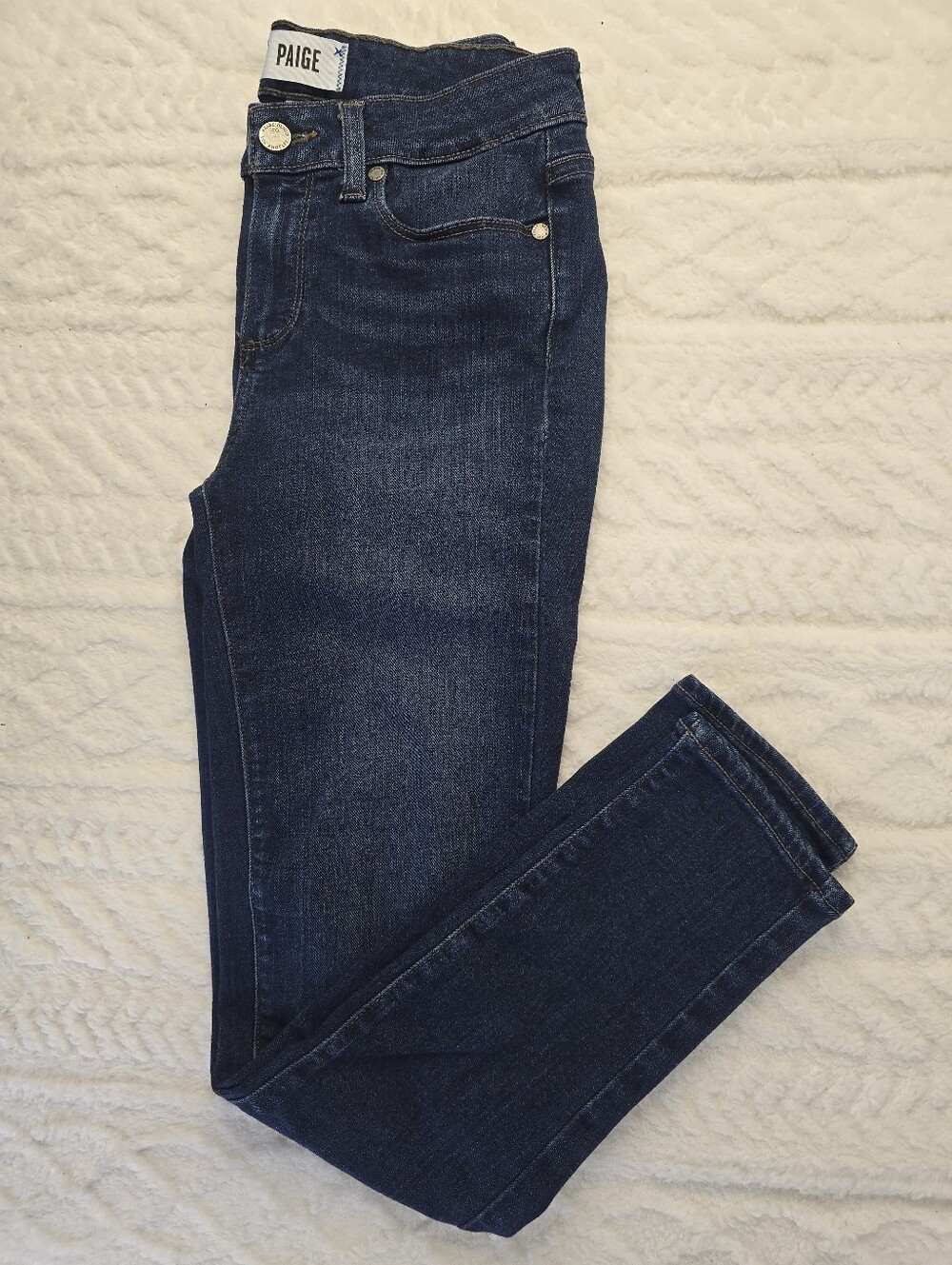 Paige Verdugo Crop Jeans Blue Dark Wash Mid Rise Skinny Ankle Denim Stretch 28